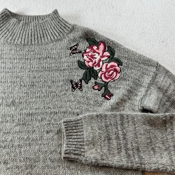 Cloud Chaser Embroidered Rose Flower Turtle Neck Sweater Small - Picture 1 of 13